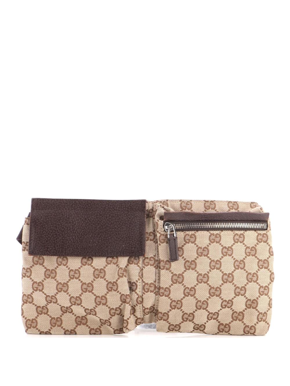 Gucci Vintage Double Belt Bag Gg Canvas #349023G92B